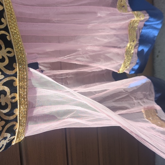 Girls Elegant Velvet & Pink Two-Piece Indian Punjabi Outfit - Size 3-5 Like New - Picture 5 of 8